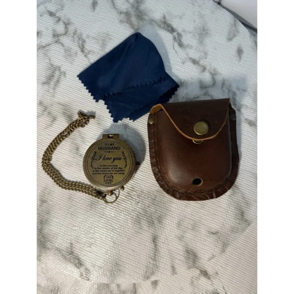 Engraved Brass Compass Gift for Husband